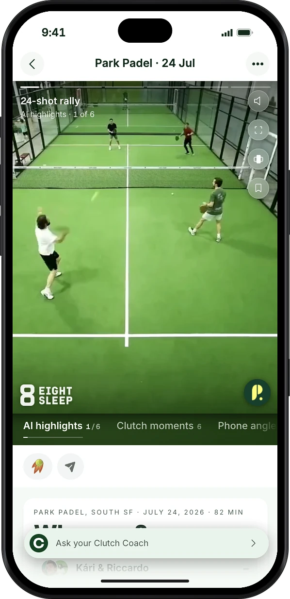 The Clutch app showing an AI highlight from a match